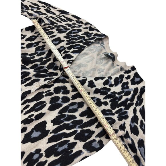 AB Studio Womens Leopard Print Cardigan Sweater Medium 100% Cotton Button Front - Picture 7 of 11